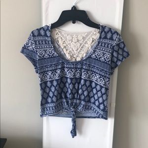 Charlotte Russe Blue Tie Front Shirt